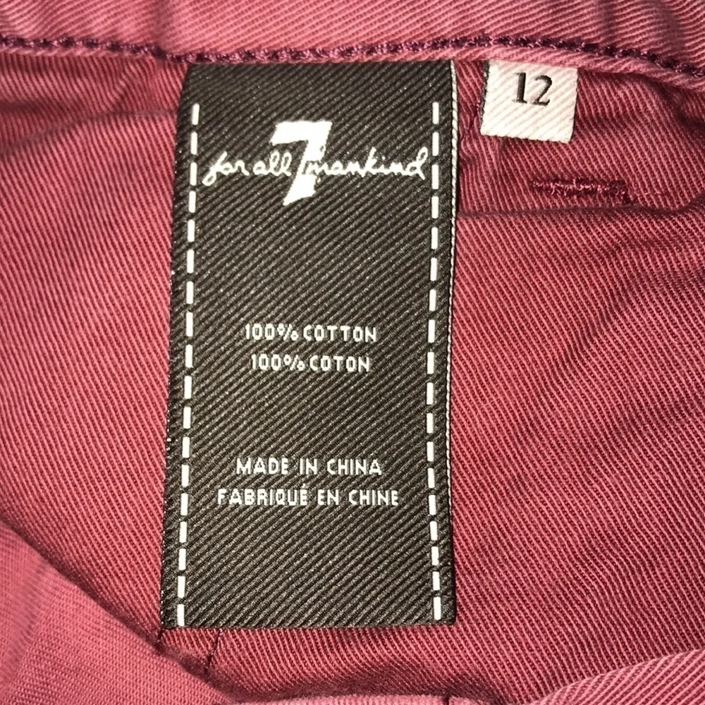 𝅺7 FOR ALL MANKIND boot cut brick red 9” rise button zipper closure size 12